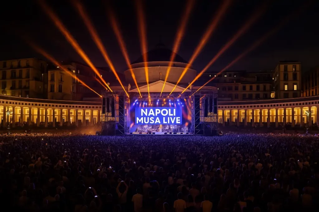 Concerto Napoli Musa Live in Piazza del Plebiscito gremita di pubblico