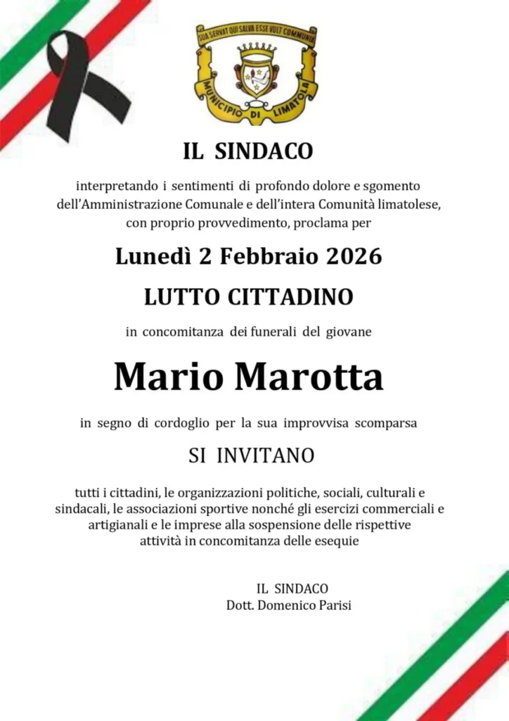 Lutto cittadino funerali