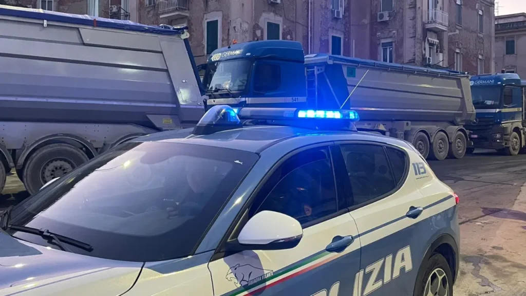 Blocco ai camion. Foto: Facebook Tgr Rai Campania