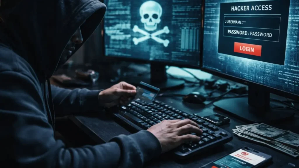 Cyber criminale all'opera. Immagine generata con AI.