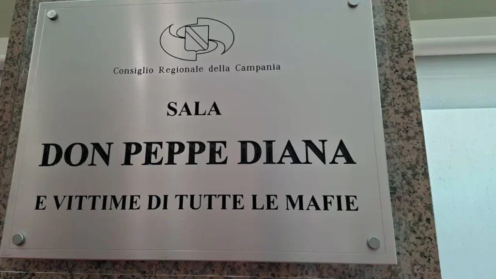 Sala conferenze in consiglio regionale della Campania in memoria di Don Peppe Diana.