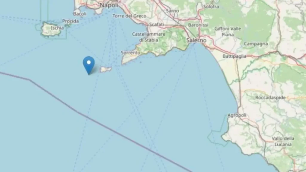 Epicentro del terremoto del 10 marzo nel Golfo di Napoli.