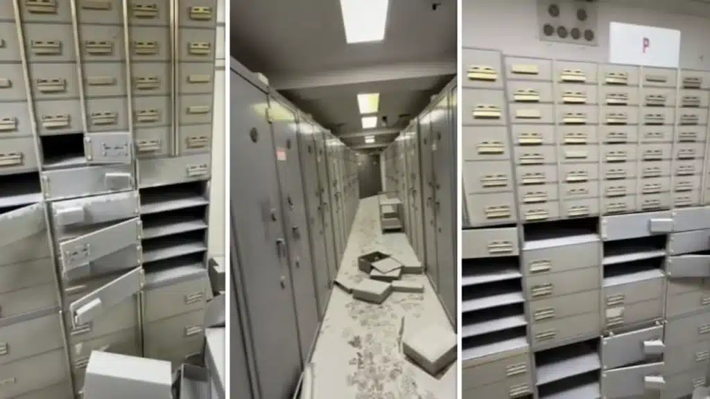 Cassette di sicurezza aperte nella rapina Banca Credit Agricole - frame video Fanpage